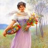 Woman Holding Flowers Paint by numbers