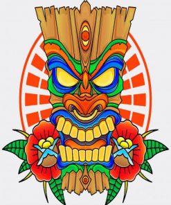 Wooden Tiki Mask Paint by numbers