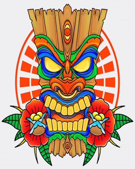 Wooden Tiki Mask Paint by numbers