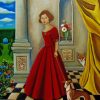 Woman Wearing Red Paint by numbers