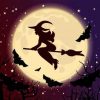 Flying Witch Silhouette - Paint By Number