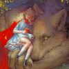 Sleepy Girl And A Wolf paint by numbers