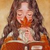 Girl Reading A Book paint by numbers