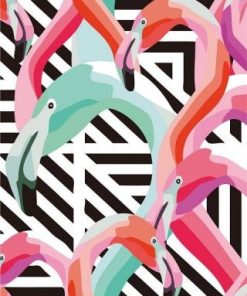Pink Blue Flamingos paint by numbers