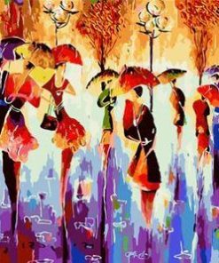 Abstract Walkers On Rain Paint by numbers