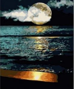 Full Moon Night At A Beach Paint by numbers
