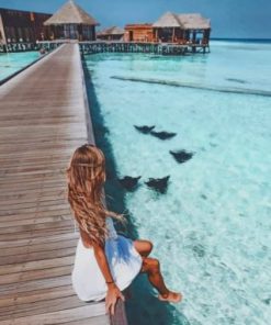 Girl In Bora Bora Island Paint by numbers