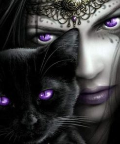 witch with a black cat paint by numbers
