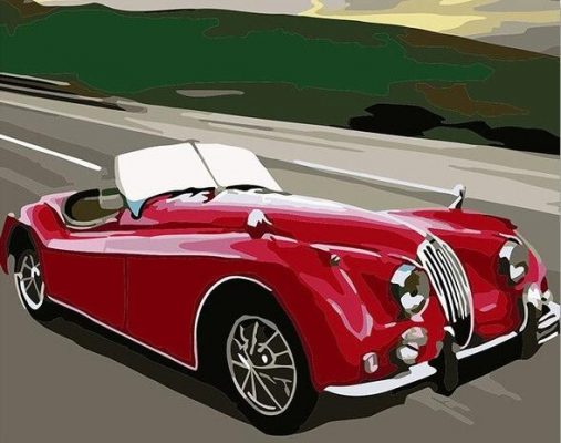 Red Jaguar XK120 Paint by numbers
