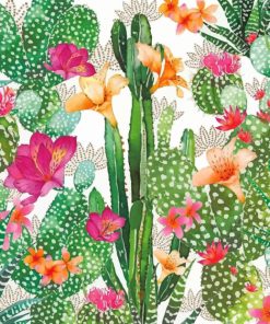 Cactus And Flowers Art paint by numbers