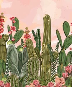 Cactus And Roses Art Paint by numbers