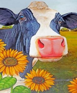 Cow And Sunflowers Paint by numbers