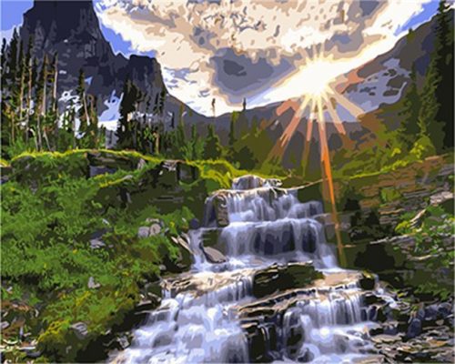 Canyon Waterfall Paint by numbers