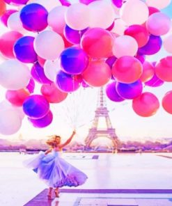 Girl With Balloons In Paris Paint by numbers