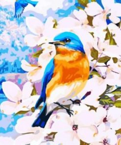 Blue Birds On Flowers Paint by numbers