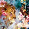 Woman With Lion Art Paint by numbers