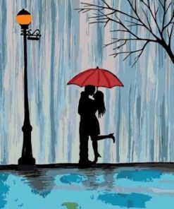 Couple Kissing In The Rain Paint by numbers