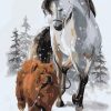 Chow Chow And Grey Horse Paint by numbers