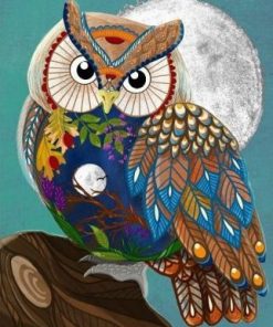 Owl and Full Moon Paint by numbers