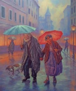Old Couple In The Rain Paint by numbers