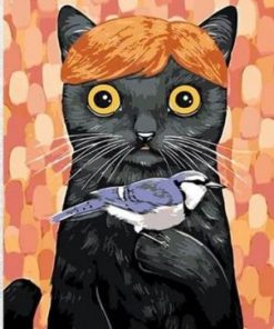 Black Cat and Bird Paint by numbers