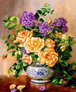 Fresh Flowers In A Vase Paint by numbers