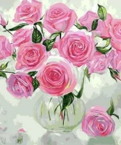 Pink Peony roses paint by numbers