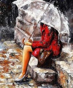 Woman In The Rain Paint by numbers