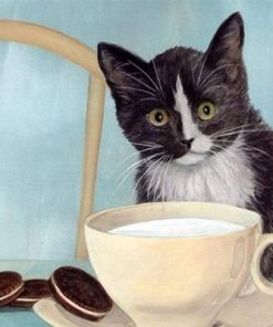 Cat Drinking Milk paint by numbers