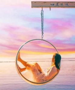 Swinging Girl In Beach Paint by numbers