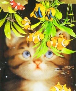 Cat Watching Clown fishes Paint by numbers