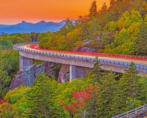 Aesthetic Blue Ridge Parkway paint by numbers