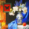 Aesthetic Blue Vase With White Sunflowers Paint by numbers
