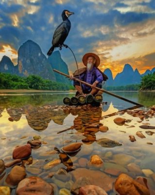 Asian Fisherman Paint by numbers