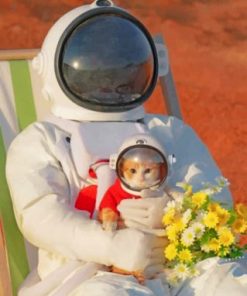 Astronaut Cat With Its Owner paint by numbers