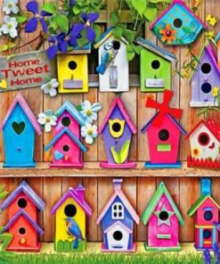 Bird Houses paint by numbers