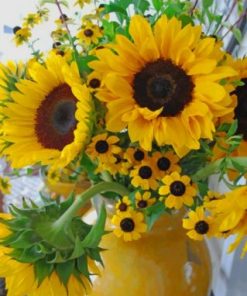 Black Eyed Susan And Sunflowers Paint by numbers