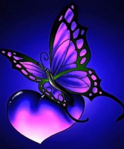 Blue Butterfly Heart Paint by numbers