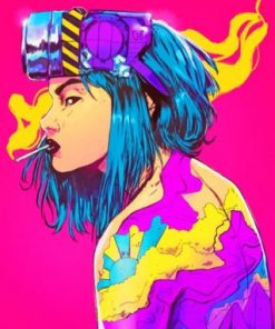 Aesthetic Colorful Woman Smoking Paint by numbers