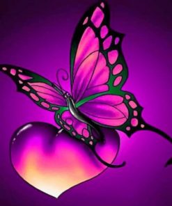 Purple Butterfly Heart Paint by numbers
