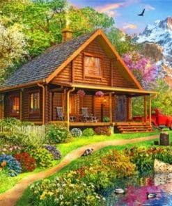 Cabin By Lake Paint by numbers