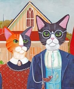 American Gothic Cats – Animals Paint By Number