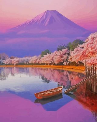 Cherry Blossom Mt Fuji Paint by numbers