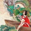 Chinese Woman And Dragon Paint by numbers
