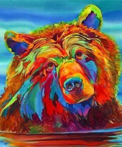 Colorful Bear In The Water Paint by numbers