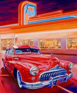 Red American Muscle Car Paint by numbers
