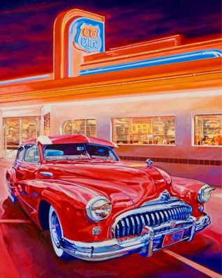 Red American Muscle Car Paint by numbers