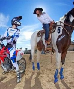 Cowgirl And Dirt Biker Paint by numbers