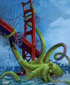 Cthulhu In Golden Gate Bridge paint by numbers