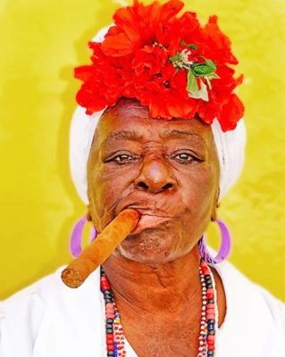Cuban Woman Smoking Paint by numbers